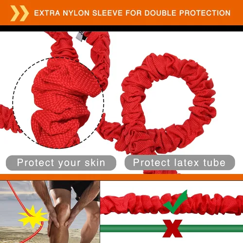 Miniatura 3 de Coolrunner Juego de 14 bandas de resistencia, tubos de ejercicio, bandas de entrenamiento de 20 libras a 40 libras con asas, fundas protectoras