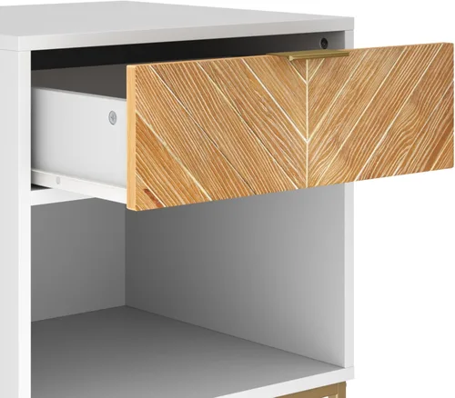 Miniatura 6 de Nathan James - Mesita de noche Kensi con diseño de madera abierta y cajón inferior, para dormitorio o sala de estar, uso como mesa auxiliar