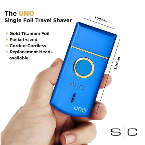 Miniatura 2 de StyleCraft Uno Cordless Single Foil Shaver, Mini Travel Size, Portable, Gold Titanium Premium Head, Turbocharged Motor