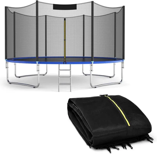 Miniatura 11 de Giantex Red de Seguridad para Trampolín, 8 10 12 14 15 16 Pies Red de Repuesto Resistente a la Intemperie para Marco Redondo, con Cremalleras