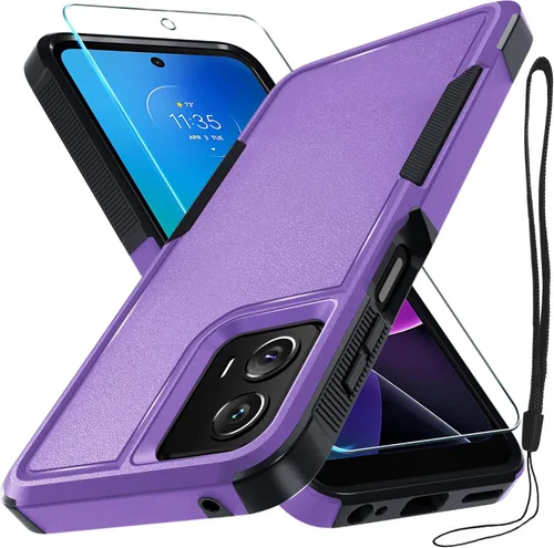 Miniatura 46 de Funda compatible con Moto G 5G 2024, cuerpo completo, resistente, resistente, a prueba de golpes, con correa de cordón, protector de pantalla