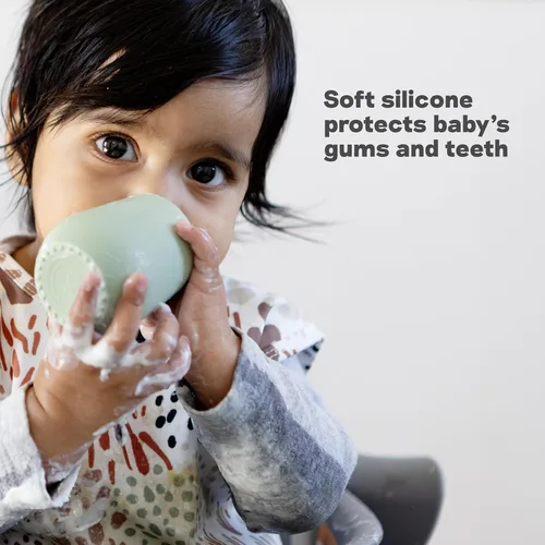 Miniatura 8 de ezpz Tiny Cup (Blush) – Taza de entrenamiento de 100% silicona para bebés – 4 meses en adelante – Diseñada por un especialista en alimentación