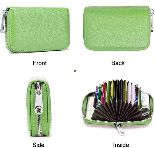 Miniatura 3 de EASTNIGHTS Cartera de cuero genuino para tarjetas de crédito RFID con cremallera