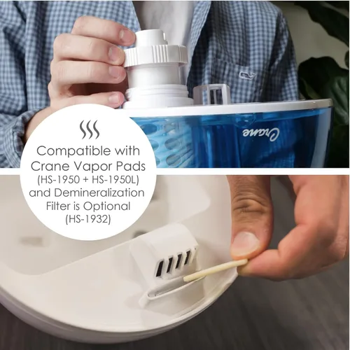 Miniatura 6 de Crane Humidificador ultrasónico de neblina fría , Azul, TV209643, 19watts, 230 volts Azul & blanco