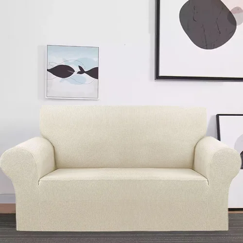 Miniatura 2 de Home Must Haves Beige 2-Piece Set Slipcover Sofa & Loveseat Cover Protector 4-Way Stretch Elastic