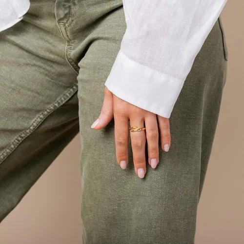 Miniatura 4 de PAVOI Banda de eternidad chapada en oro de 14 quilates para mujer