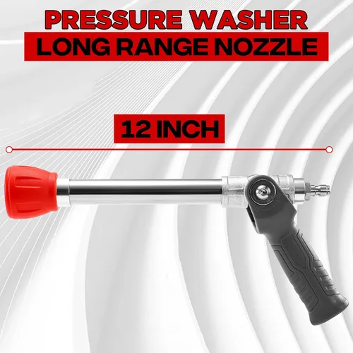 Miniatura 4 de Boquilla ajustable para lavadora a presión de largo alcance para revestimiento de 2 pisos 2 Mode Shooter Tip, 12" Stainless Steel Lance, 1/4