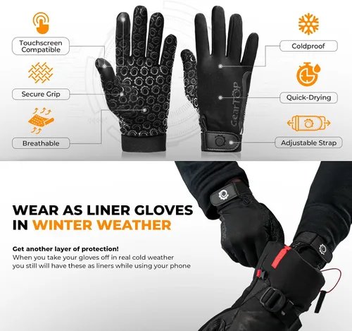 Miniatura 6 de GearTOP Football Gloves for Men & Women for Cold Weather, Touchscreen Winter Gloves Men Running Gear, Warm Glove Liners for Hiking, Freezer Gloves