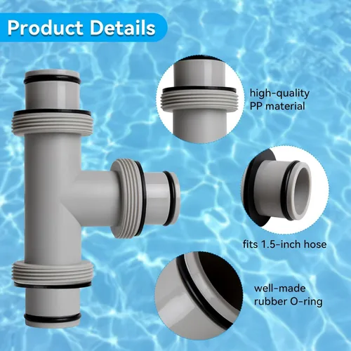 Miniatura 3 de Válvula de émbolo de manguera de piscina dividida, 2 en 1 en forma de T, válvula de émbolo de manguera de repuesto para sistemas de agua salada