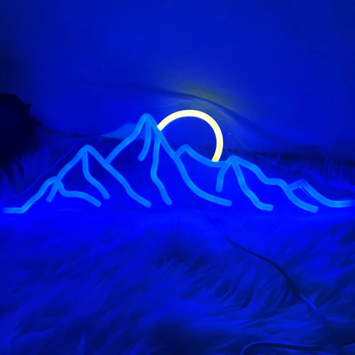 Miniatura 3 de Letrero de neón LED con diseño de montaña y puesta de sol de 18 pulgadas, letrero de neón con diseño de montaña y amanecer, regalos para la oficina
