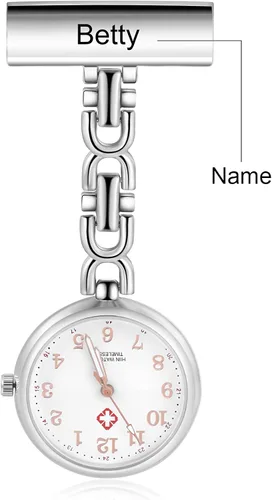 Miniatura 3 de Relojes de enfermera para enfermeras, médicos, relojes de enfermería personalizados, con nombre grabado, pin de solapa en el reloj de enfermería