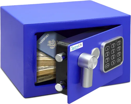 Miniatura 11 de SereneLife Caja de seguridad digital de acero de alta calidad, 9.1 x 6.7 x 6.7 pulgadas, almacenamiento seguro para efectivo, armas de fuego