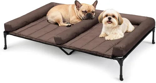 Miniatura 11 de Veehoo Cama elevada refrescante para perros + cojín doble impermeable para dos perros medianos, cama elevada para perros con tapete de apoyo