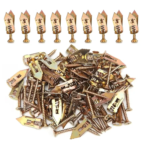 Miniatura 6 de SOPAMI Kit de 100 piezas de anclajes autoperforantes para paneles de yeso con tornillos, 50 piezas de anclajes para chapa (0.47X1.18 pulgadas) y 50