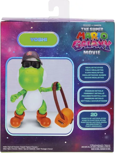 Miniatura 4 de Figuras de acción de la película Super Mario Galaxy de 5 pulgadas Serie 1 – Figura de Yoshi con sombrero, gafas de sol y accesorios de cartera