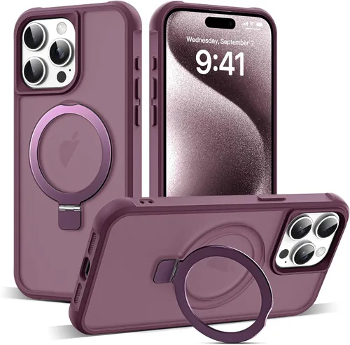 Miniatura 56 de SKYLMW – Funda compatible con iPhone 12 Pro Max y iPhone 13 Pro Max con soporte magnético invisible tipo anillo, fundas translúcidas para teléfonos