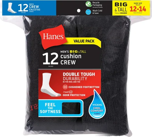 Miniatura 4 de Hanes Men's Double Tough Crew Socks, 12-Pair Pack
