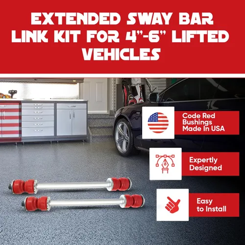 Miniatura 3 de Estabilizador de barra estabilizadora delantera de 4-6 pulgadas CODE RED Kit de eslabones de extremo resistente para Chevy Silverado Sierra 1500