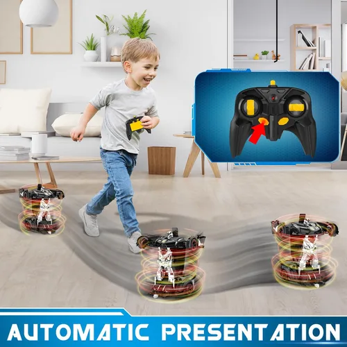 Miniatura 5 de FDJ - Auto a control remoto que se transforma en robot, transformación con un botón a robot con luz intermitente, juguete de policía para niños