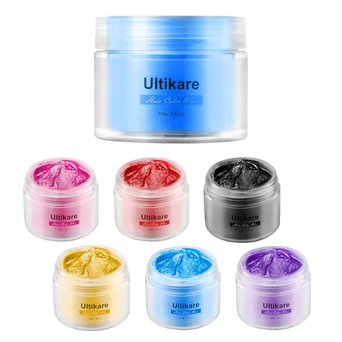 Tinte temporal para el cabello para niños, tinte de cabello rojo Ultikare lavable, color natural, cera de color, tiza, crema de barro, arcilla para