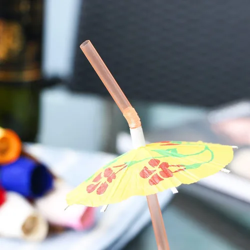 Miniatura 2 de ALINK 50 Pajillas con Sombrilla Parasol, Suministros de Decoración para Fiestas en la Playa de Cóctel de Luau en Estilo Hawaiiano Diseño de paraguas
