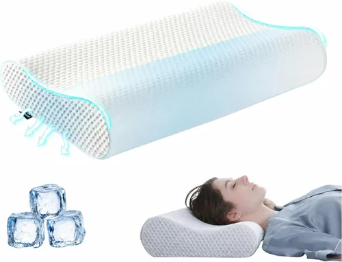 Miniatura 8 de DR.DREAM Almohada de espuma viscoelástica para dormir, gel refrescante, ergonómica, firmeza de contorno para aliviar el dolor de cuello, hombros