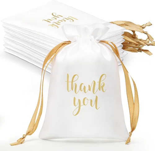 Sieral 50 Piezas Bolsas de Regalo de Satén de Agradecimiento con Cordón Bolsas para Joyas y Dulces para Mujeres Navidad Boda Baby Shower Cumpleaños