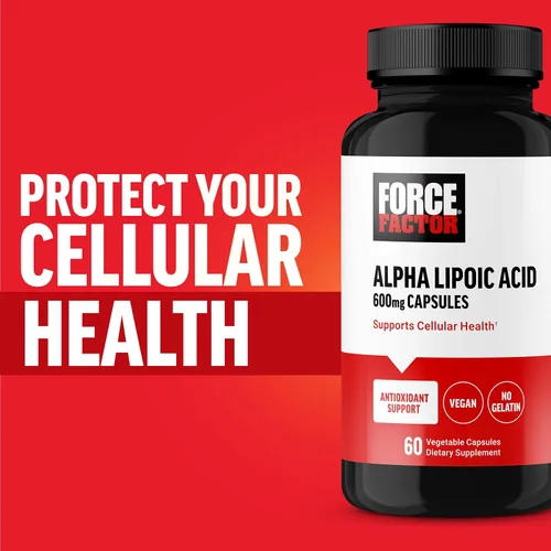 Miniatura 6 de Force Factor Cápsulas de ácido alfa lipoico de 600 mg, suplemento antioxidante, suplemento ALA para apoyo cardiovascular y salud celular, vegano