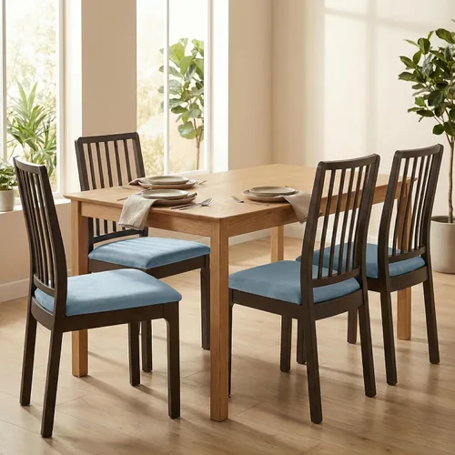 Miniatura 2 de Deisy Dee Fundas de asiento de terciopelo para sillas de comedor, juego de fundas para sillas de comedor (4, azul bebé)