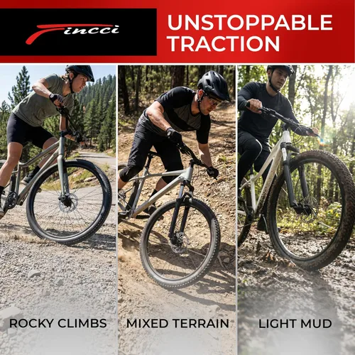 Miniatura 7 de Fincci Foldable 26x2.10 Mountain Bike Tires - 26 Inch Bike Tires with 1mm Nylon Puncture Proof - Black Kevlar 26 Bike Tyre 60 TPI with Cross Country