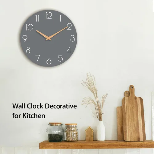 Miniatura 5 de cicininc Reloj de pared gris silencioso sin tictac, relojes de pared decorativos a pilas para dormitorio, cocina, hogar, oficina, escuela, hotel