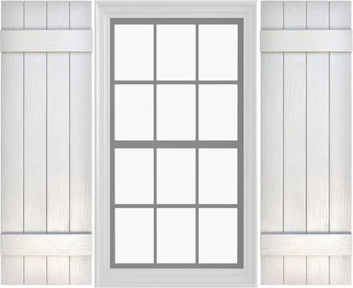 Miniatura 24 de Persianas de Vinilo Board & Batten (1 Par) 11"x31" (3-Tableros) - Negro Cosmos/Pintable Persianas Exteriores para Ventanas Incluye Herrajes