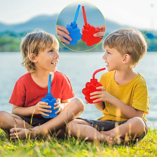 Miniatura 4 de Sratte 24 tazas de patas de perro de 10 onzas para niños con popote y tapa, suministros de fiesta de cumpleaños de perro, taza de plástico