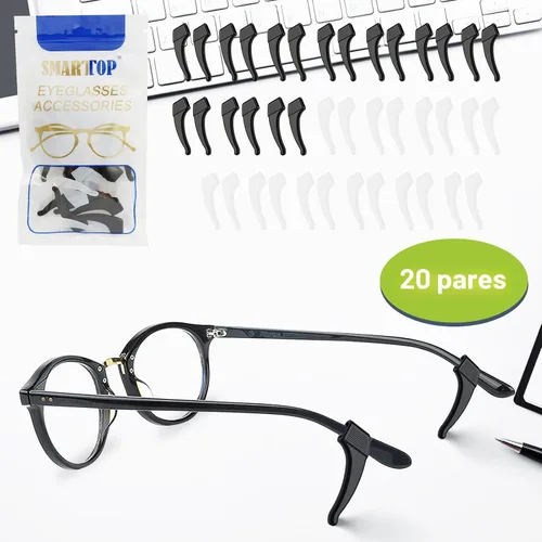 Miniatura 5 de SMARTTOP 20 pares de agarres antideslizantes para orejas de gafas, ganchos cómodos de silicona elástica, puntas de patillas de gafas, retenedor