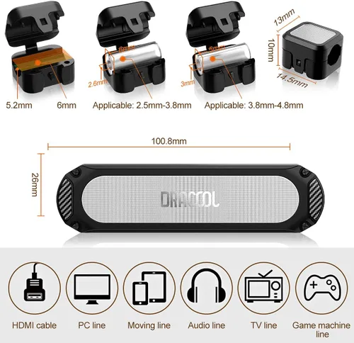 Miniatura 2 de Dracool Soporte magnético para cables, 6 ranuras, organizador de cables, organizador de cables, organizador de cables debajo del escritorio