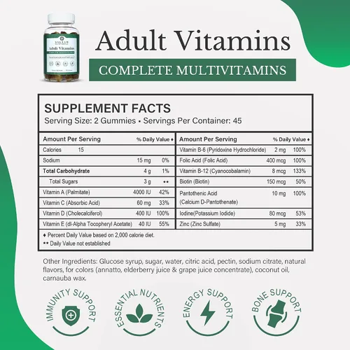 Miniatura 3 de Salaam Nutritionals - Multivitaminas para adultos, gomitas de vitaminas para mujeres y hombres, multivitaminas para adultos con 11 vitaminas