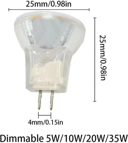 2 bombillas halógenas MR8 de 5 vatios y 6 voltios GU4 Spotlight Mr8 12 V 10 W bombillas halógenas regulables 2700 K blanco cálido, 6 V, 5 W