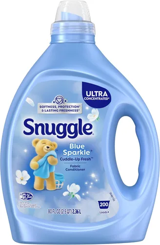 Snuggle Líquido suavizante de tela, ultra concentrado, 80 onzas, 200 cargas medias, acondicionador de tela Blue Sparkle de larga duración, suaviza,