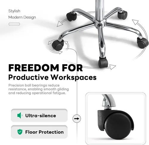 Miniatura 6 de Lessmore Silla de escritorio de acrílico transparente con cojín de piel sintética, silla ajustable de oficina en casa con ruedas, silla de tocador