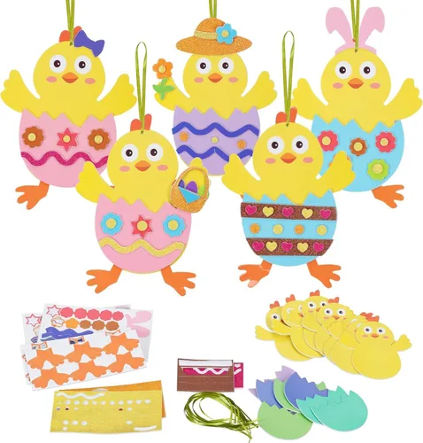 Fennoral Paquete de 12 manualidades de Pascua para niños, haz tu propia espuma de pollo de Pascua, decoración de manualidades y manualidades para