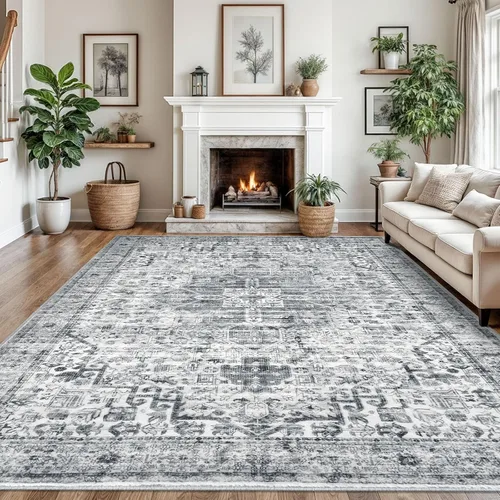 Miniatura 52 de SIILOOM Alfombra lavable de 2 x 3 pies, alfombra suave color taupe ceniza para entrada, tapete antideslizante para puerta de interior, tapete
