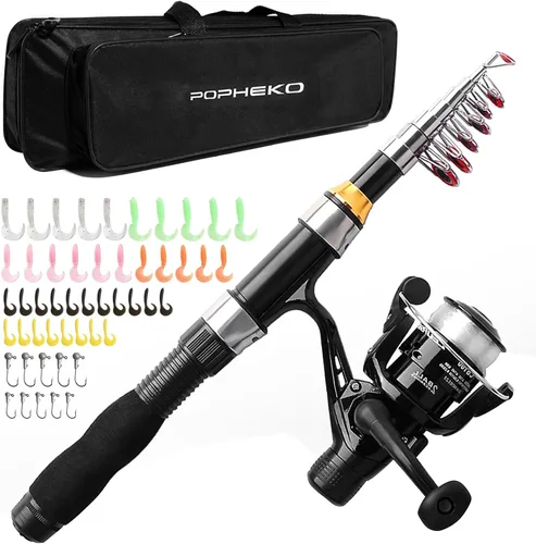 Carrete telescópico de caña de pescar, carrete giratorio de caña de pescar ultraligero con bolsa de aparejos todo en uno, accesorios de pesca,