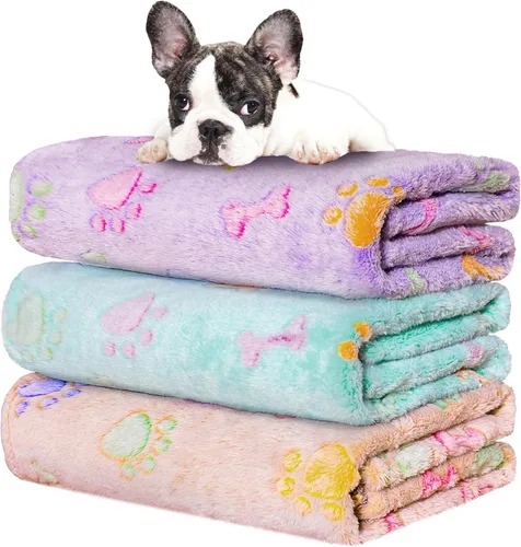Miniatura 17 de Rezutan 1 paquete de 3 mantas para perros grandes, 41x31 pulgadas para mantas suaves y mullidas para mascotas y gatos de tamaño mediano, reversibles