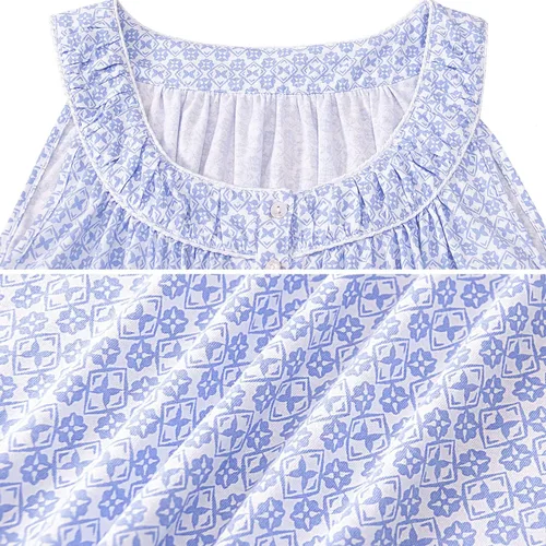 Miniatura 5 de FMIRREO Camisón de algodón para mujer, sin mangas, suave, cómodo, camisón largo para mujer