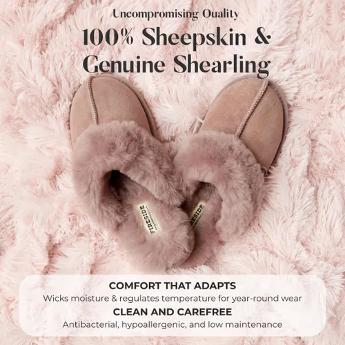 Miniatura 8 de Fireside by Dearfoams Women's Fireside Sydney Shearling Fur IndoorOutdoor Scuff Slipper With Wide Widths