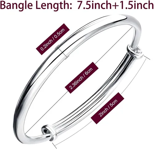 Miniatura 2 de 1 brazalete de plata de ley 925 sólida para mujer