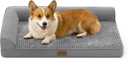 Miniatura 16 de COZY KISS Cama ortopédica para perros de tamaño mediano y pequeño, cama de jaula para perros, cama en forma de L con parte inferior antideslizante