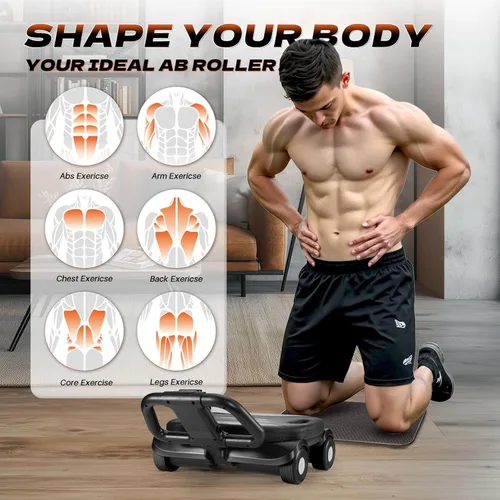 Miniatura 3 de EAST MOUNT Rueda de rodillo abdominal – Rodillo abdominal con soporte de codo para entrenamiento de núcleo, grasa del vientre, rueda abdominal