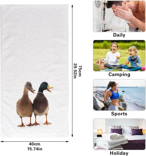 Miniatura 2 de Toallas de mano 100% algodón con patos salvajes blancos para decoración de baño, toallas de lavado suaves y absorbentes para cabello de cuerpo