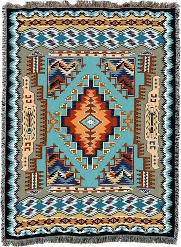 Miniatura 20 de Pure Country Weavers Manta Butte Clay - Inspirada en los nativos americanos del suroeste - Tapiz manta de regalo tejido de algodón - Fabricado